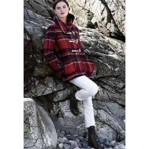 Anthropologie Red Plaid Coat